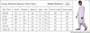 Size Chart Malik Stitchers