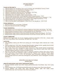Contoh format job description office boy. Job Desk Ob