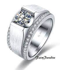 Mens 1 Ct Tension Set Center Lab Diamond Ring Wedding Band Anniversary Band Made To Order G Wedding Ring Diamond Band Rings For Men Silver Engagement Rings