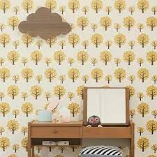 ferm living behang boompjes geel 10 05mx53cm kinderen behang decoraties kinderkamer behang