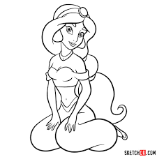 Learn to draw princesses provides hours of artistic fun for disney princess fans of all ages. How To Draw Jasmine Sketchok Easy Drawing Guides
