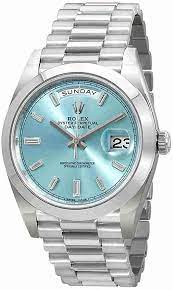 Amazon Com Rolex Oyster Perpetual Day Date Ice Blue Baguette Dial Platinum President Automatic Mens Watch 228206ibldp Clothing Shoes Jewelry
