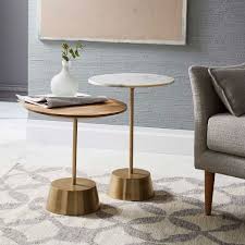 Overarching Acrylic Shade Floor Lamp Antique Brass Smoke West Elm Marble Side Tables Side Table Design Coffee Table