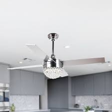 The latest ceiling fans feature brilliant solutions when comes to remote control operation. 48 Inch Chrome 4 Blades Crystal Ceiling Fan With Light Kit 48 On Sale Overstock 23045759