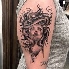 Black And White Vs Color Tattoo Reddit Medusa As Done By Jax At North Coast Body Mod In Mentor Oh From Reddit Medusa Tattoo Medusa Tattoo Design Tattoos