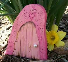 Wooden Fairy Door Pink With Swirls And Heart 6 Inches Tall Dali Door Lawn N Garden Ideas
