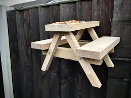 Bird Picnic Table In 2020 Diy Picnic Table Bird Tables Wood Bird Feeder