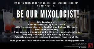 To assist in the preparation of reports, data, summary and others documents for the state and federal authorities as sabah·kota kinabalu, sabah·penampang, sabah·tuaran, sabah·putatan, sabah· more › papar, sabah·. Mixoligist Bartender Location Job Vacancy Kota Kinabalu Facebook