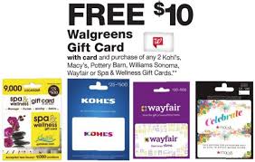 Gift cards sold at walgreens. Expired Walgreens Buy 2 Select Gift Cards Get 10 Walgreens Gift Card Free Kohl S Macy S Pottery Barn More Gc Galore