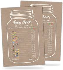 Throwing a baby shower for a friend with a baby bump can be a lot of fun! Buy 30 Mason Jar Emoji Pictionary Baby Shower Games Cute Fun Baby Shower Game To Play For Girls Boys Or Gender Neutral Shower Party Baby Guessing Game Idea For Women
