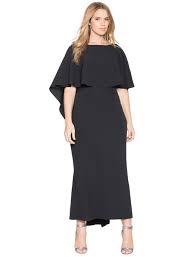 Long Crepe Cape Dress Women S Plus Size Dresses Eloquii Plus Size Black Dresses Evening Dresses Plus Size Flattering Plus Size Dresses