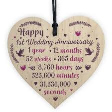 Bestseller add to favorites 1st anniversary gift for husband, song lyrics wall art, first dance lyrics art, paper wedding gift for her, regalo de. Handmade Wooden Heart Plaque 1st Wedding Anniversary Gift For Her Him Husband For Sale Online Ebay