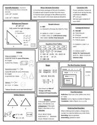 8th Grade Math Staar Review Study Sheet 8th Grade Math