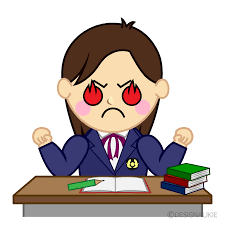 燃える勉強する女子高生イラストのフリー素材｜イラストイメージ