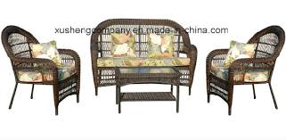 The alexia modern outdoor & sofa set comes with two accent chairs, a sofa, and a coffee table. Leisure Wicker Pe Rattan Sofa Set With Metal Frame Outdoor Sofa China Rattan Sofa Set Rattan Furniture Made In China Com