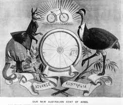 Australian Coat Of Arms Black And White In The Lead Up To Federation 1901 One Newspaper Suggested It Was Cycling That Unified The Nation Hence The Depiction Sign Art Bicycle Art Australian Flags
