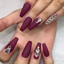 Perfect Maroon Nail Art Design For Long Nails The Matte Color Of The Maroon Polish Makes The Entire Design Lo Maroon Nail Designs Maroon Nails Maroon Nail Art