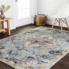 Lorenz Oriental Blue Brown Area Rug Rugs In Living Room Brown Area Rugs Distressed Rugs