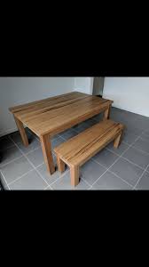 Solid Messmate Timber Dining Table With Matching Bench Seat Timber Dining Table Indoor Outdoor Furniture Outdoor Furniture