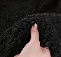Black Boucle Fabric - Plush Faux Cashmere