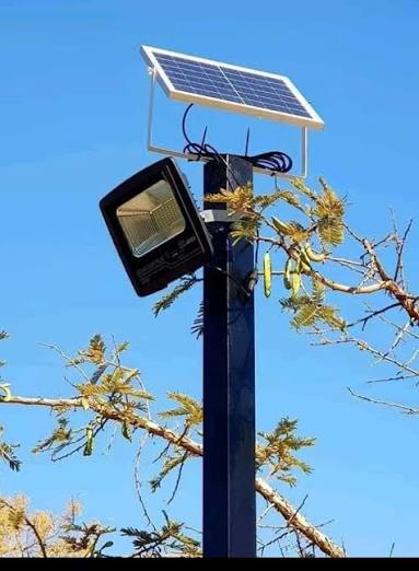 Solar flood light installation in Kenya