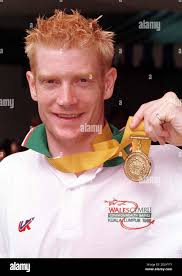 Welsh Gold medal winning Commonwealth Games 400metres champion Iwan Thomas  after this morning's (Saturday) medals ceremony in Kuala Lumpur. Picture  DAVID JONES/PA Stock Photo