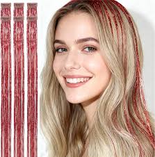 CelineBella Clip In Hair Tinsel Red Tinsel Hair Extensions 80  Strands/Pieces Very Cute For Kids Girls Cosplay Party Christmas Bright Red  : Amazon.com.au: Clothing, Shoes & Accessories