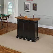 Homestyles Americana 4 Shelf Black And Oak Bar With Foot Rail 5003 99 The Home Depot Diy Home Bar Bar Furniture Home Bar Designs