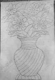 How to draw flower pot basic drawings flower drawings object. Beautiful Flower Pot Sketch Flower Vase Drawing Floral Drawing Beautiful Flower Drawings