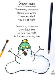 Snowman Poem For Kids Snowman Literacy Unit Snowman Poem Of The Week Free Unit English Poems For Kids Winter Poems Kids Poems