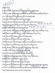 Happy Days Tv Theme Guitar Chord Chart Real Key Happy Days Theme Lyrics And Chords Guitar Songs