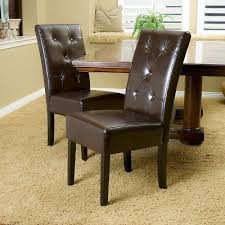 Taylor Bonded Leather Dining Chairs Chocolate Brown Set Of 2 Christopher Knight Home Dining Chairs Leather Dining Chairs Solid Wood Dining Chairs