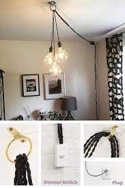 Of hanging height e ul listed e type c, e12 bulb base size (each) e max 25w incandescent or 9w cfl (each) e living room, dining room, hall/entry, or kitchen e contemporary style e black and gold finish e overall: Plug In Pendant Lights Unique Chandelier Plug In Modern Etsy Plug In Pendant Light Plug In Hanging Light Plug In Chandelier