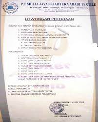 Sumber bahagia sejahtera abadi, established in 1973 and operated in 1975 as a. Lowongan Kerja P T Mulia Jaya Sejahtera Abadi Textile Juni 2020