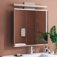 Secure locking system for storage of medicines, keys supplied. Orren Ellis Kinard Recessed Frameless 3 Doors Medicine Cabinet With 2 Adjustable Shelves Reviews Wayfair
