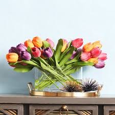 Darbycreektrading Mixed Tulip Floral Arrangement Flower Color Orange In 2020 Tulips Arrangement Spring Floral Arrangements Floral Arrangements
