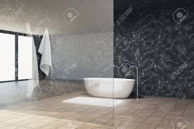 It looks gorgeous, it is practical and it lifts the atmosphere of your space to a new level. Black Marble Upscale Bathroom Interior With A Wooden Floor A Stock Photo Picture And Royalty Free Image Image 87045283