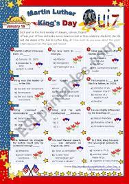 The day the music died. January 18 Martin Luther King S Day Quiz Esl Worksheet By Mena22