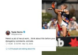 Harris said that she felt uplifted by the. The Trolls Came So The Photo Of Tayla Harris Was Removed Now It S Being Widely Celebrated