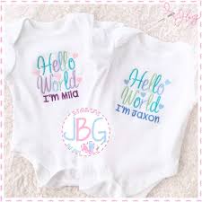 Your #1 resource for personalized baby clothing. Personalised Baby Vest Hello World Embroidered Baby Onsie Clothing Baby Girls Gift Amazon Co Uk Handmade Products
