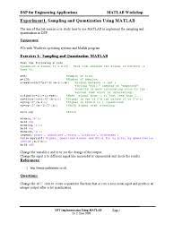 Lab 1 Sampling And Quantization Using Matlab Signal Electrical Engineering Matlab