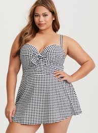 Black And White Gingham Dress Plus Size Black White Gingham Lightly Lined Swim Dress Plus Size Swimwear Swim Dress Fashion