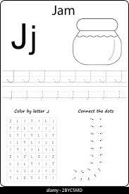 letter j alphabet letter worksheet task for kids learning letters stock vector image art alamy