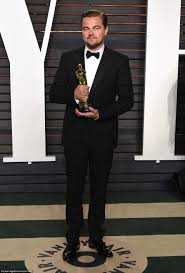 Leonardo DiCaprio celebrates Oscars 2016 Best Actor award for The Revenant  | Daily Mail Online