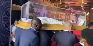 His remains arrived in a transparent ambulance at his church located in the ikotun area of lagos state. Ugcxdbxpvnftjm