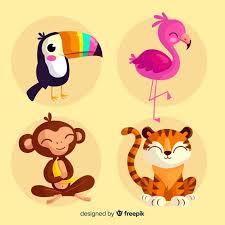 Collection Of Flat Tropical Animal Tropical Animals Vector Free Cartoon Animals