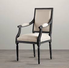 Restoration Hardware French Black Linen Armchair Vintage French Square Upholstered Armchair F Fabric Armchairs French Dining Chairs Upholstered Arm Chair