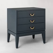 This nightstand can easily be used as a center table, end table, or as a nightstand. Quail Hill 3 Drawer Nightstand Mount Etna Blue Threshold Designed With Studio Mcgee Target