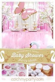 Butterflies Baby Shower Butterflies And Swans Baby Shower Catch My Party Swan Baby Shower Butterfly Baby Shower Girl Baby Shower Party