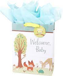 Amazon Com Hallmark 15 Extra Large Baby Gift Bag With Tissue Paper Woodland Animals For Baby Showers New Parents And More Home Kitchen